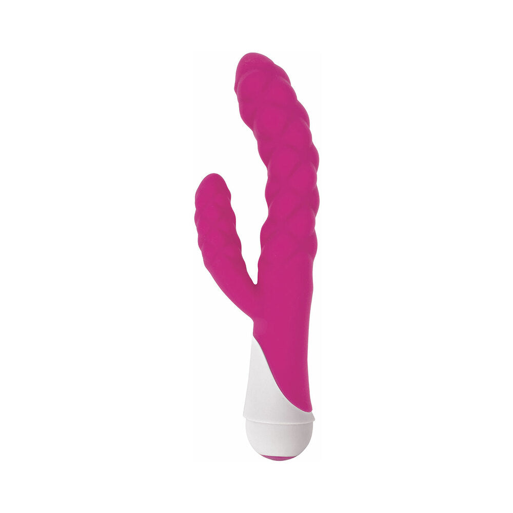 Curve Toys Gossip Ellen Waterproof Textured Silicone Flexible Dual Stimulation Vibrator Magenta-1