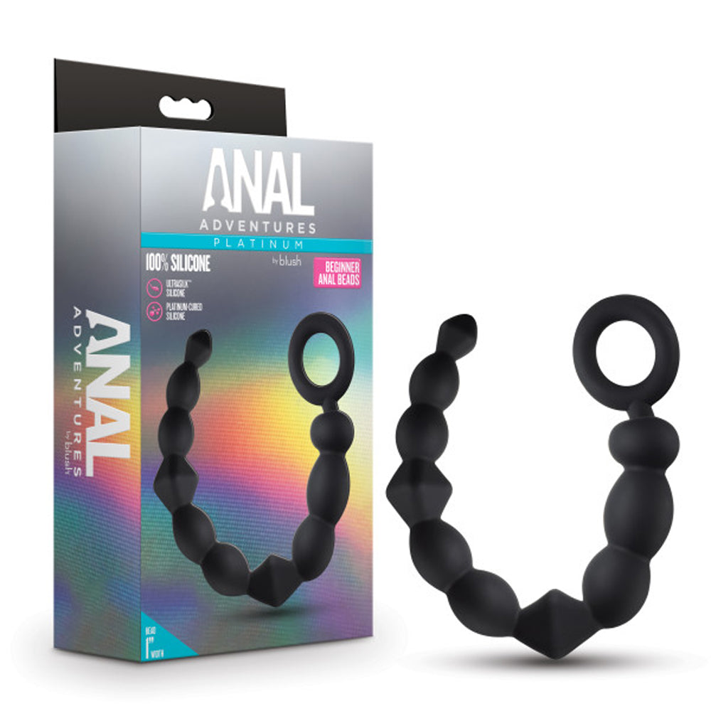 Anal Adventures Platinum Silicone Beginner Anal Beads Black-0