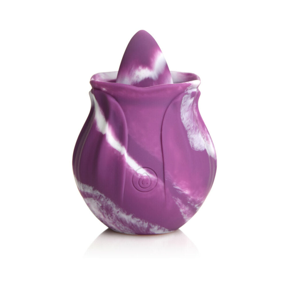Curve Toys Gossip Cum Into Bloom Rechargeable Silicone Licking Rose Purple Twirl-1