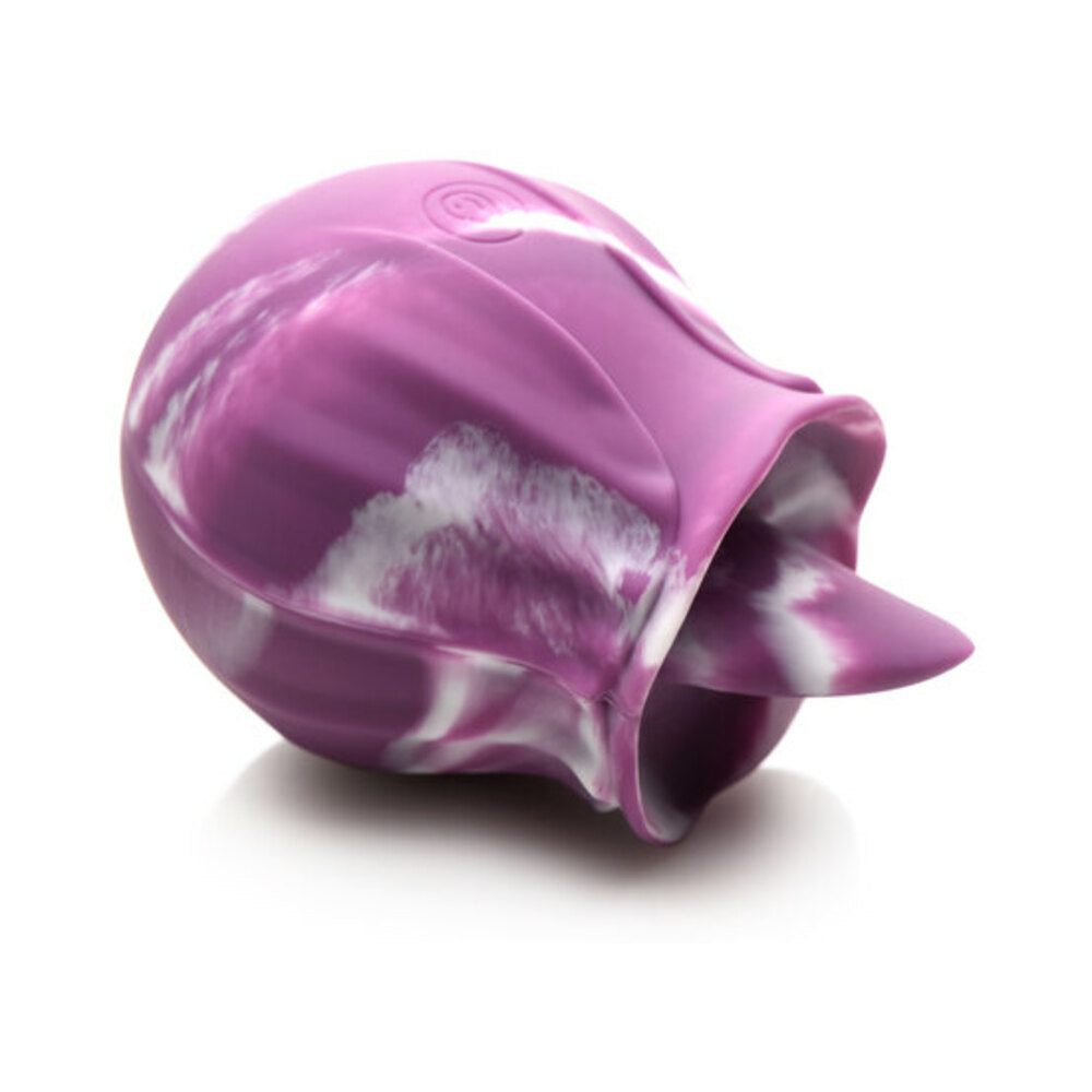 Curve Toys Gossip Cum Into Bloom Rechargeable Silicone Licking Rose Purple Twirl-2