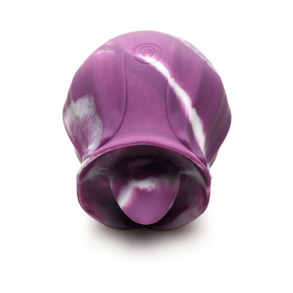 Curve Toys Gossip Cum Into Bloom Rechargeable Silicone Licking Rose Purple Twirl-3