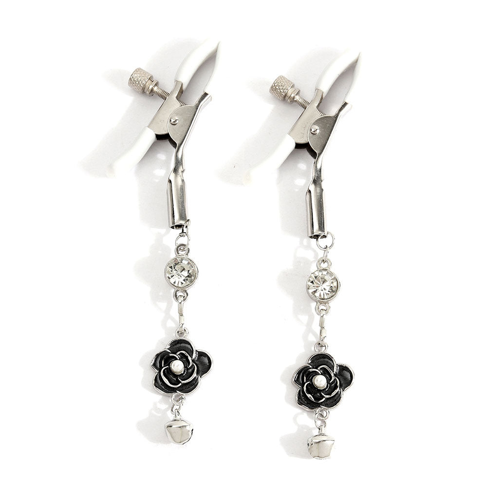 Floral Nipple Clamps with Bell Pendants