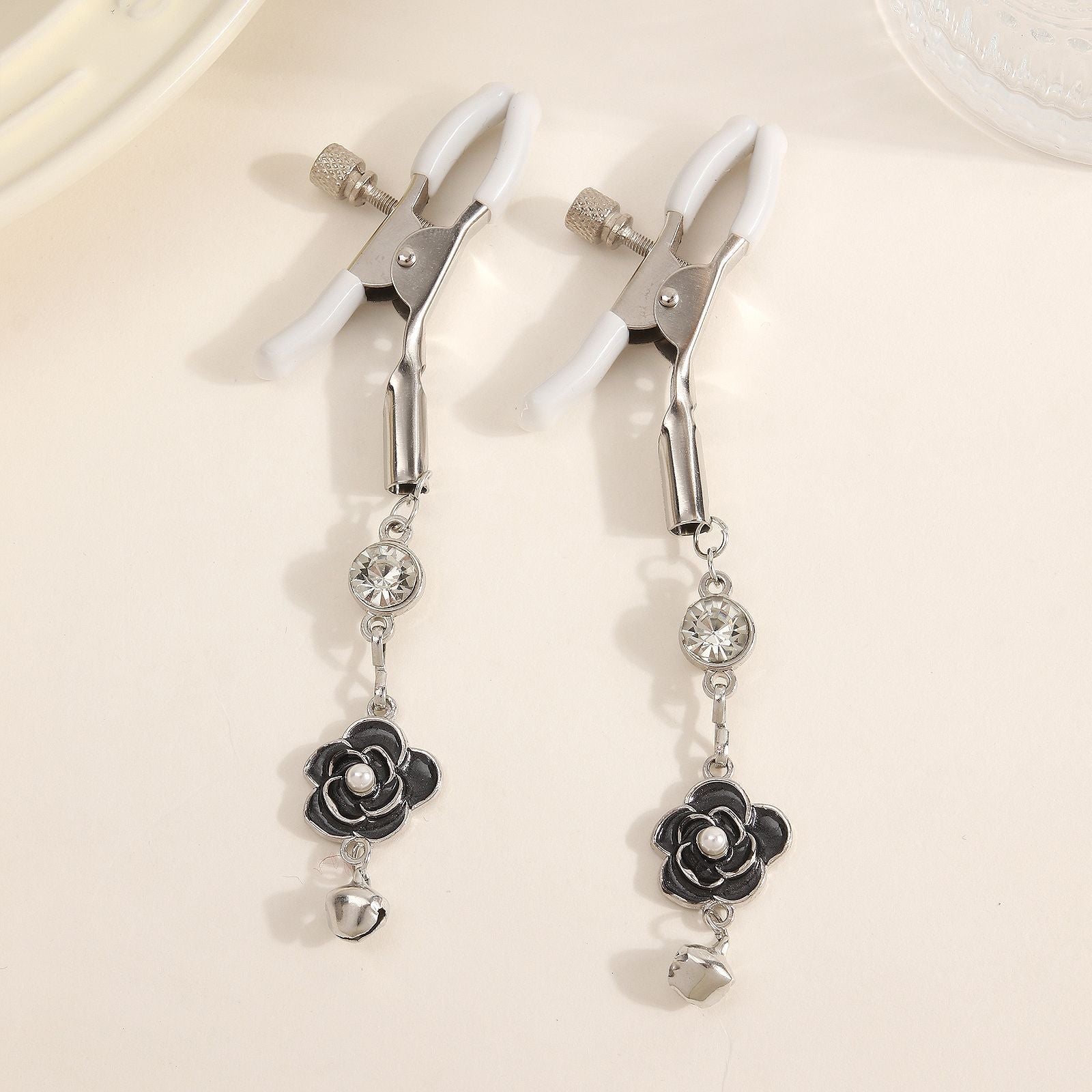 Floral Nipple Clamps with Bell Pendants