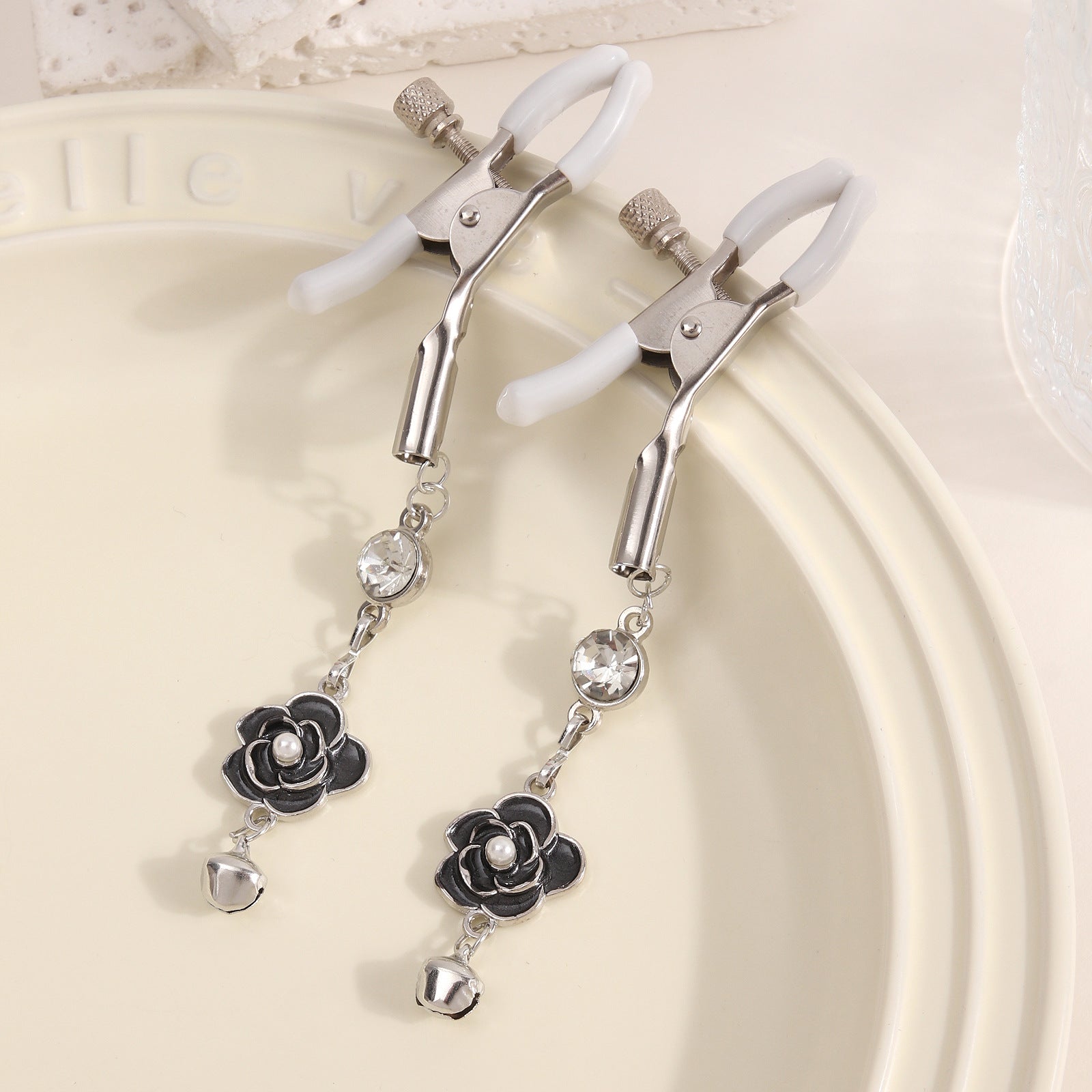 Floral Nipple Clamps with Bell Pendants