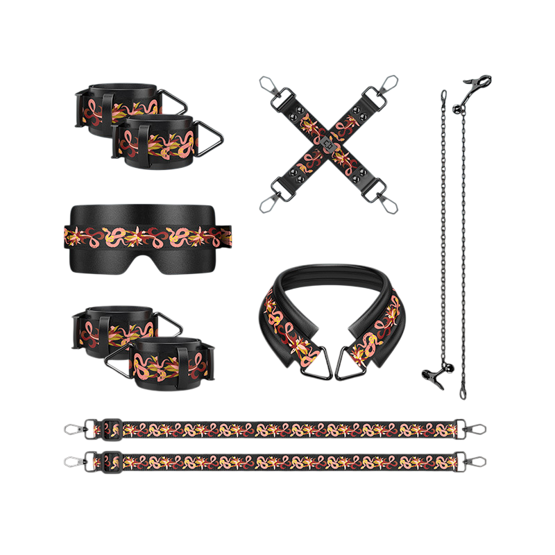 LOCKINK Flowering Serpent Leather Bondage Restraint Set